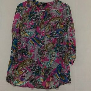 NOTATIONS TUNIC SIZE L 3/4 SLEEVES PINK MULTI COLO